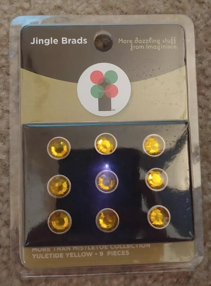 Imaginisce Jingle Brads More than Mistletoe 9 Pieces Yuletide Yellow