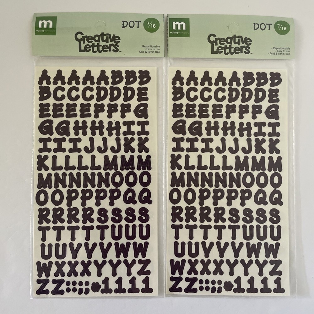 Lot of 2 Making Memories 7/16” Dot Deep Plum Creative Letters Alphabet Stickers