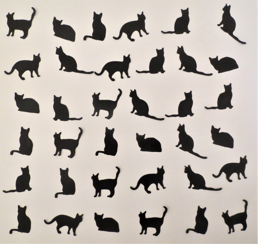 Small Black Cat 36 pcs Silhouette Die Cut Scrapbook Cardmaking Embellishment #1