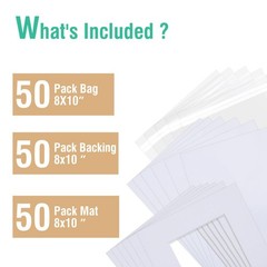 11×14 Pre-Cut Mat Board 50 Pack 4-Ply Acid Free for 8×10 Photos – Complete Show