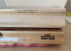 NEW WOOD MOUNT RUBBER STAMP SET OF 2 ROSE FRAME & FLOWER TRELLIS SCRAPBOOKING