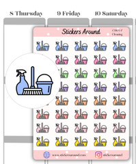 Pastel Cleaning Icon Planner Stickers, Chores Stickers, Calendar & Journal