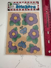 Provo Craft Clear Background Designer Stickers Purple Flowers Scrapbooking Craft