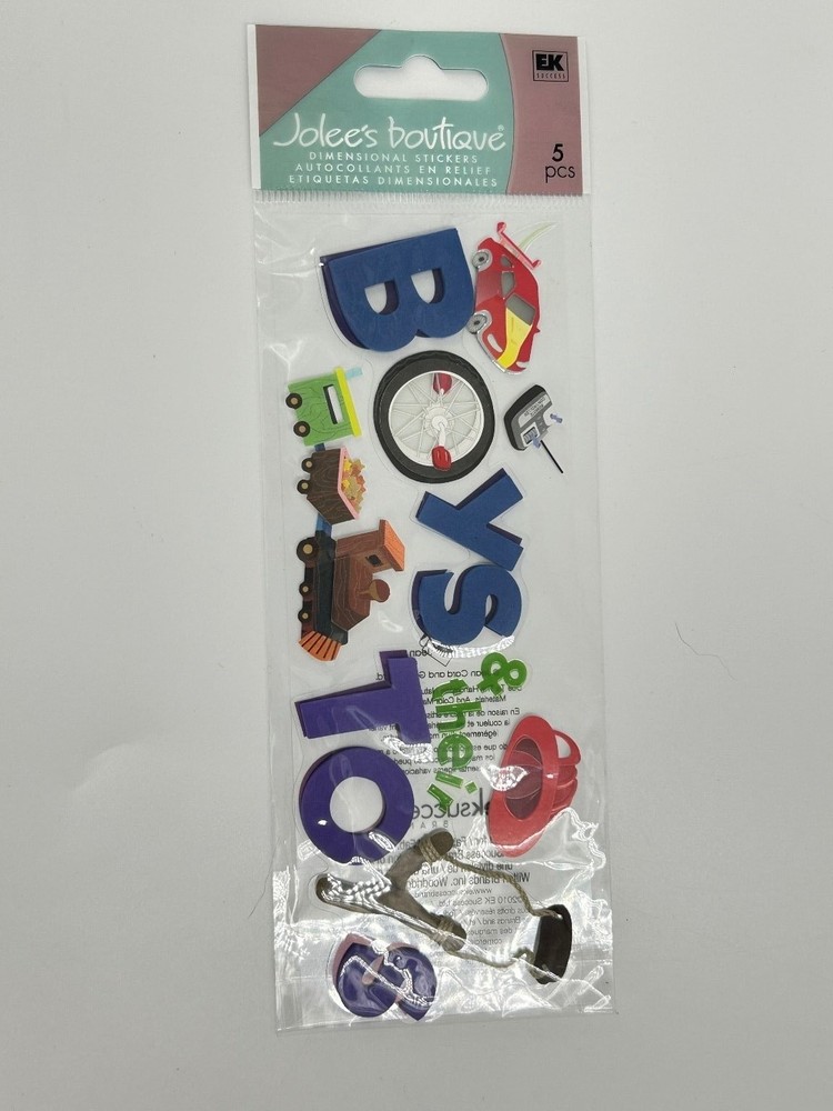 EK Success Jolee’s Boutique Dimensional Stickers Boys & Toys 5 Pcs