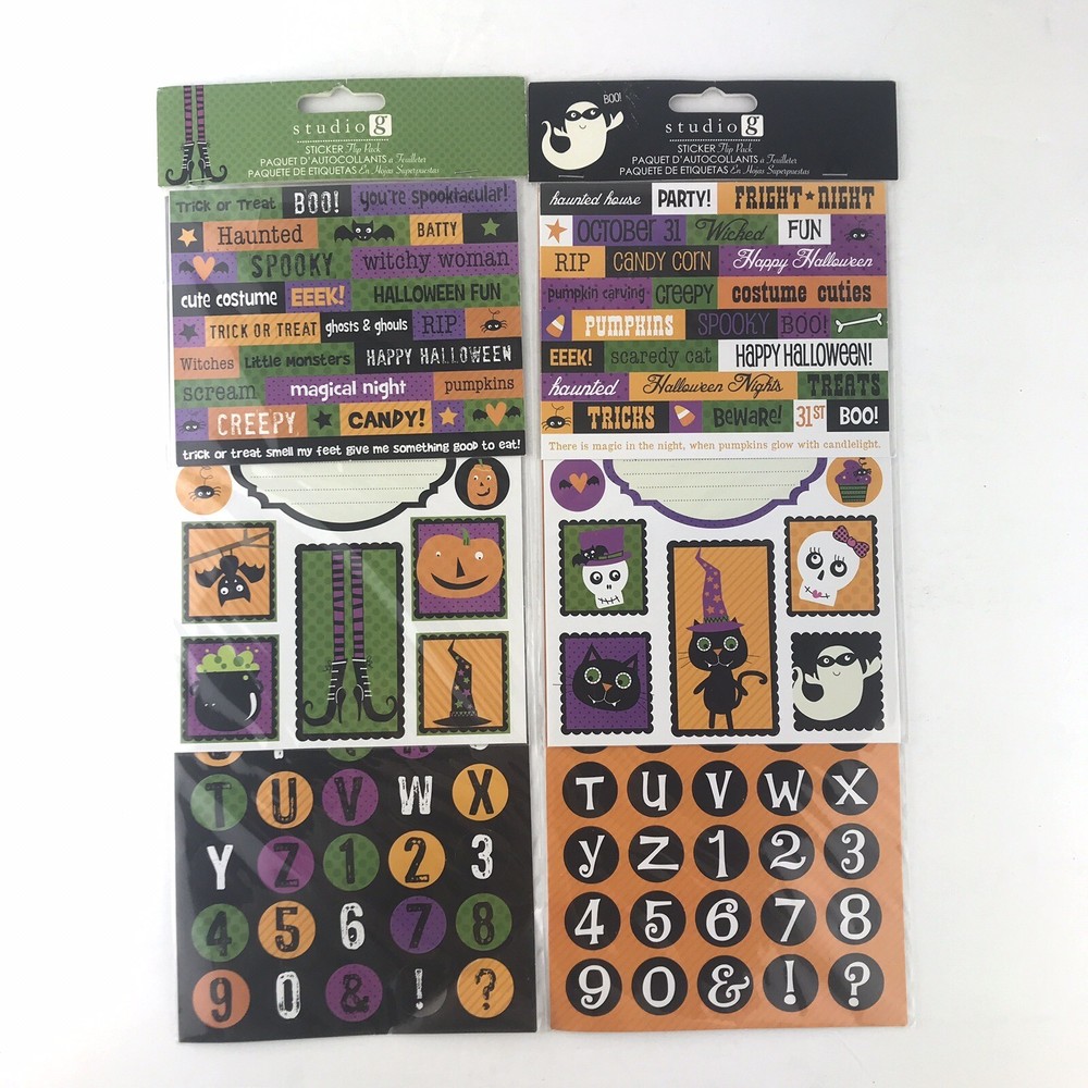 Halloween Words Letters Numbers Stickers Lot of 2 Studio g Flip Pack