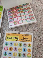 Vintage 1990 Redi-Stix Birthday, Cross, Rainbow Religious Stickers Seals USA Inc