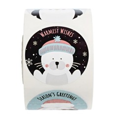 Modern Animal Faces Holiday Stickers / 500 Snowflake Christmas 1.5″ Diameter …