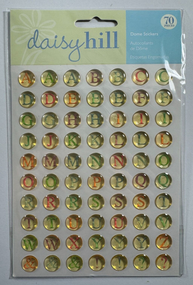 Daisy Hill Alphabet Dome Stickers 70 Pieces NEW