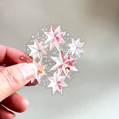 Holographic Pink Star Stickers Celestial Scrapbooking Collage Journals Cards