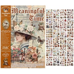 Vintage Scrapbook Stickers 480 Pre-Cut Washi 24 Pages – Perfect for Journaling