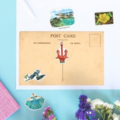 Navy Peony Relaxing Aruba Travel Stickers (28pcs)-Watercolor, Multicolored