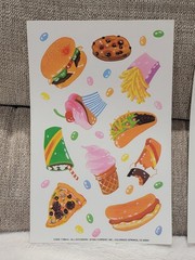 Vintage Current Inc. «All Occasion» 1992 Sticker Sheet Food Pizza Burger Cookie