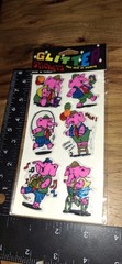 vintage Stickers,puffy Glitter Pink Elephants,code20-1