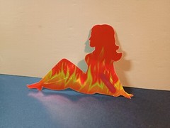 Vintage Stickers MUD FLAP GIRL Glossy Foil Vending Sticker VTG PVI Flames 01