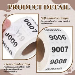 0.8×1.6″ Inventory Sticker, 2 Roll 8001-9000 & 9001-10000 Number Label 2000 Tags