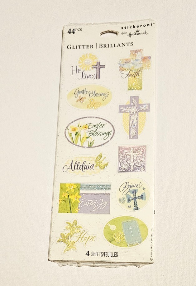 Hallmark Stickeroni Lot of 1 Pack ~Glitter Brillants Easter~44 Stickers 4 Sheets