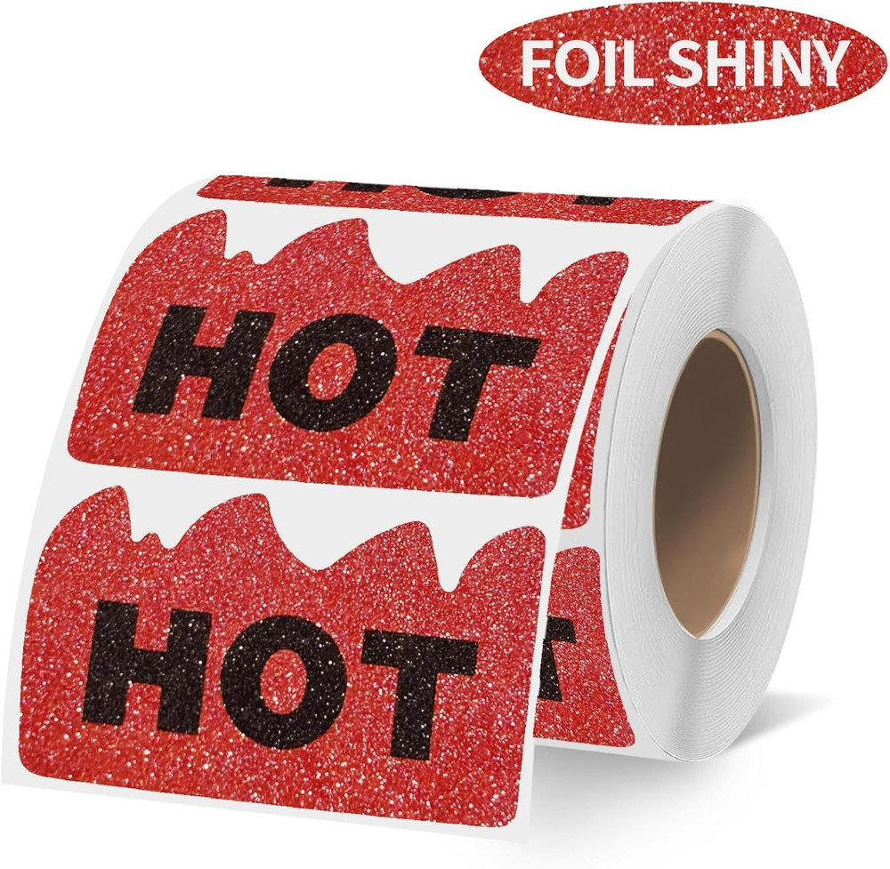 600 PCS Rave Hot Stickers Foil Shiny Red Hot Flame Fire Shaped Stickers Marking