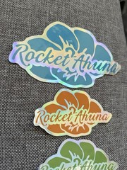Rocket Ahuna Holographic Hibiscus Flower Stickers/Decals Set, Multicolor Flowers