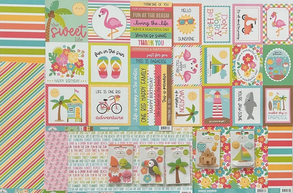 #K351 – SWEET SUMMER DOODLEBUG SCRAPBOOKING 10 SHEETS 12X12″ + 5 DOODLE-POPS