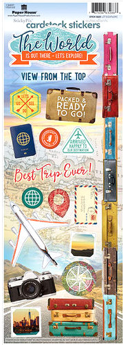 Travel World Vacation Passport Trip Luggage Explore Sightsee Paper House Sticker