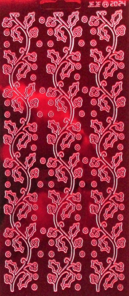 Metallic Holly Borders PEEL OFF STICKERS Christmas Lines Gold Silver Green & Red