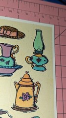 Vintage Hallmark Stickers Victorian Antique Items Oil Lamps Teapot Boot 1 Sheet