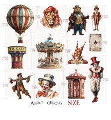 58Pcs/Pack Vintage Circus Sticker Sulfuric Acid Paper Sticker Scrapbook Stickers