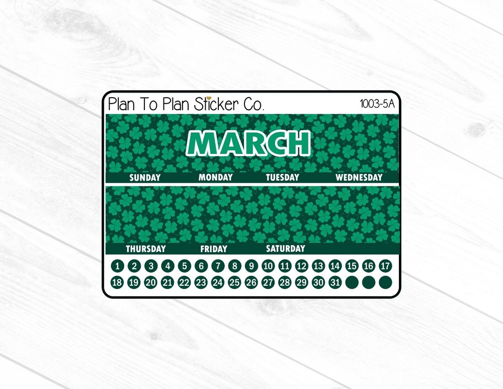 1003-5A~March 7X9 Monthly View Kit Planner Stickers.