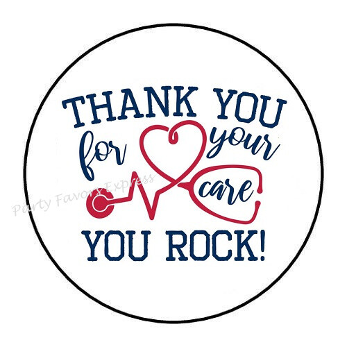 30 THANK YOU FOR YOUR CARE DOCTOR NURSE ENVELOPE SEALS LABELS STICKERS 1.5″