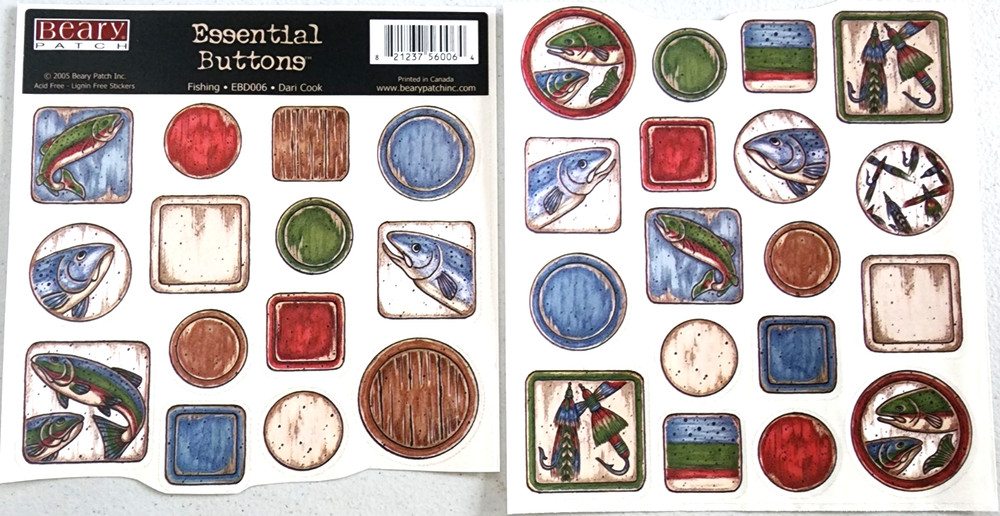 Beary Patch Fishing Clear Stickers 2005 Wood Look Trout Salmon Scrapbook Journal