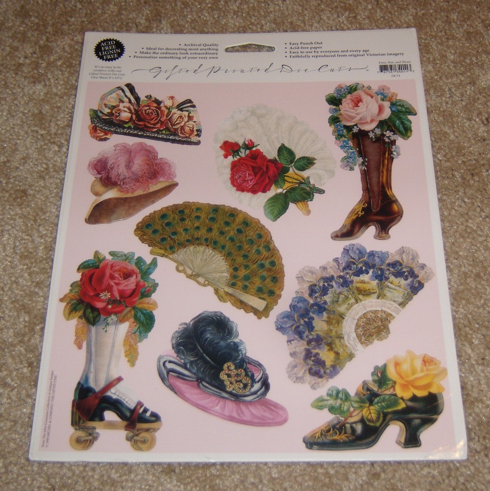 The Gifted Line ~ John Grossman 8×10 Printed DieCuts ~ Victorian Fans, Hat, Shoe