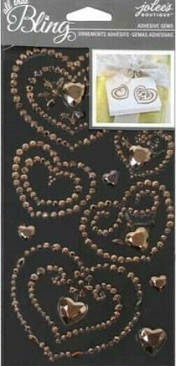 Rose Gold Bling Gems Wedding Hearts Love Heart Jolee’s Stickers Crafts Scrapbook