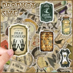 JUNEBRUSHS 324 Pcs Potion Labels Scrapbook Stickers, Vintage Gothic Aesthetic…