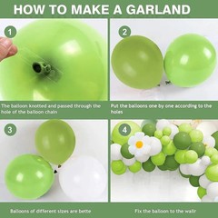 139pcs Green and White Daisy Balloon Set Suitable for Themed Birthday, Wedding,