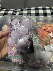 Floral Embellishments, Multicolor, Faux artificial paper/fabric embellishments