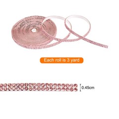 0.2 Inch Self Adhesive Rhinestone Strips 3 Yard for Crafts,Light Pink