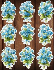 Forget Me Not Bouquet Vinyl Stickers Set Scrapbooking Laptop Water Bottle