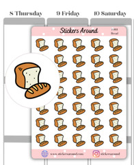 Bread Planner Sticker, Baking Food Icon Sticker, Calendar and Journal