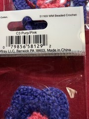 18 pcs (9 pks) Offray Stylish Accents Beaded Crochet Purp/Pink Flowers 51169 NEW
