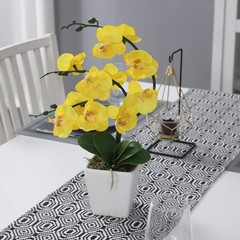 15″ Tall Artificial Silk Phalaenopsis Orchid Flower Plant Pot Arrangements (Y…