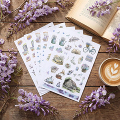930 Pcs Wisteria Spring Stickers Natural Purple Flower Vinyl Waterproof Stickers
