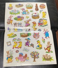 Vintage 1985 Scholastic Easter Holiday Stickers 1 Sheet. Bunny’s Eggs 16×11