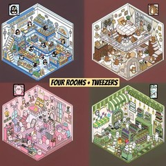 4 (3D) 7.5 X 4.7 Isometric Scene Rooms. Bunny Shop, Loft, and Hut.