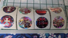 Vintage Stickers Skull Ninja Poison Prism Silver Red POGS Slammers Lot Of 8