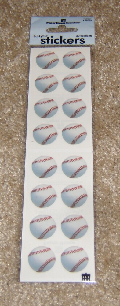 Paper House Sticky Pix Stickers ~ Baseballs. NIP