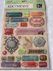 K&COMPANY STICKERS JUBILEE CLEARLY YOURS EPOXY WORDS PHRASES JUBILEE WORD 26PCS
