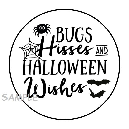 30 BUGS HISSES HALLOWEEN WISHES ENVELOPE SEALS LABELS STICKERS 1.5″ ROUND SPIDER
