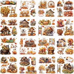16 Pcs Fall Farmhouse Rub on Transfers for Crafts, Autumn Rub on Transfers for F