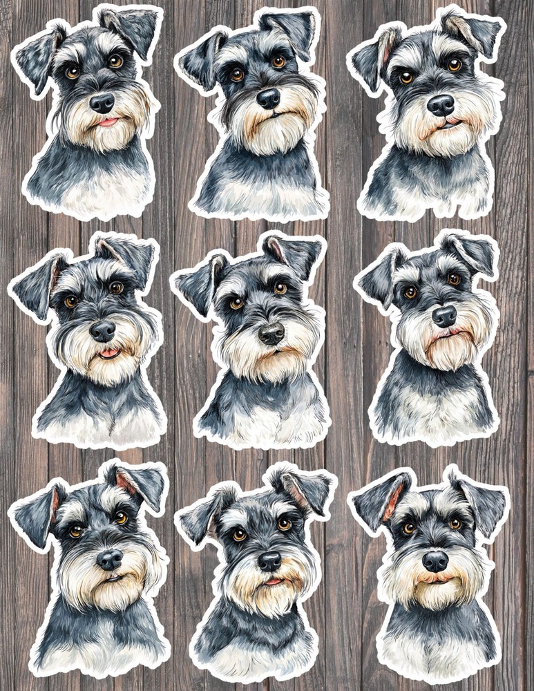 Miniature Schnauzer Dog Die Cut Vinyl Stickers Scrapbooking Laptop Waterbottle