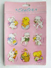 Lot VTG 1988 Gibson Greetings Easter Stickers Bunny Lamb Chick Faces 7 Packs NIP